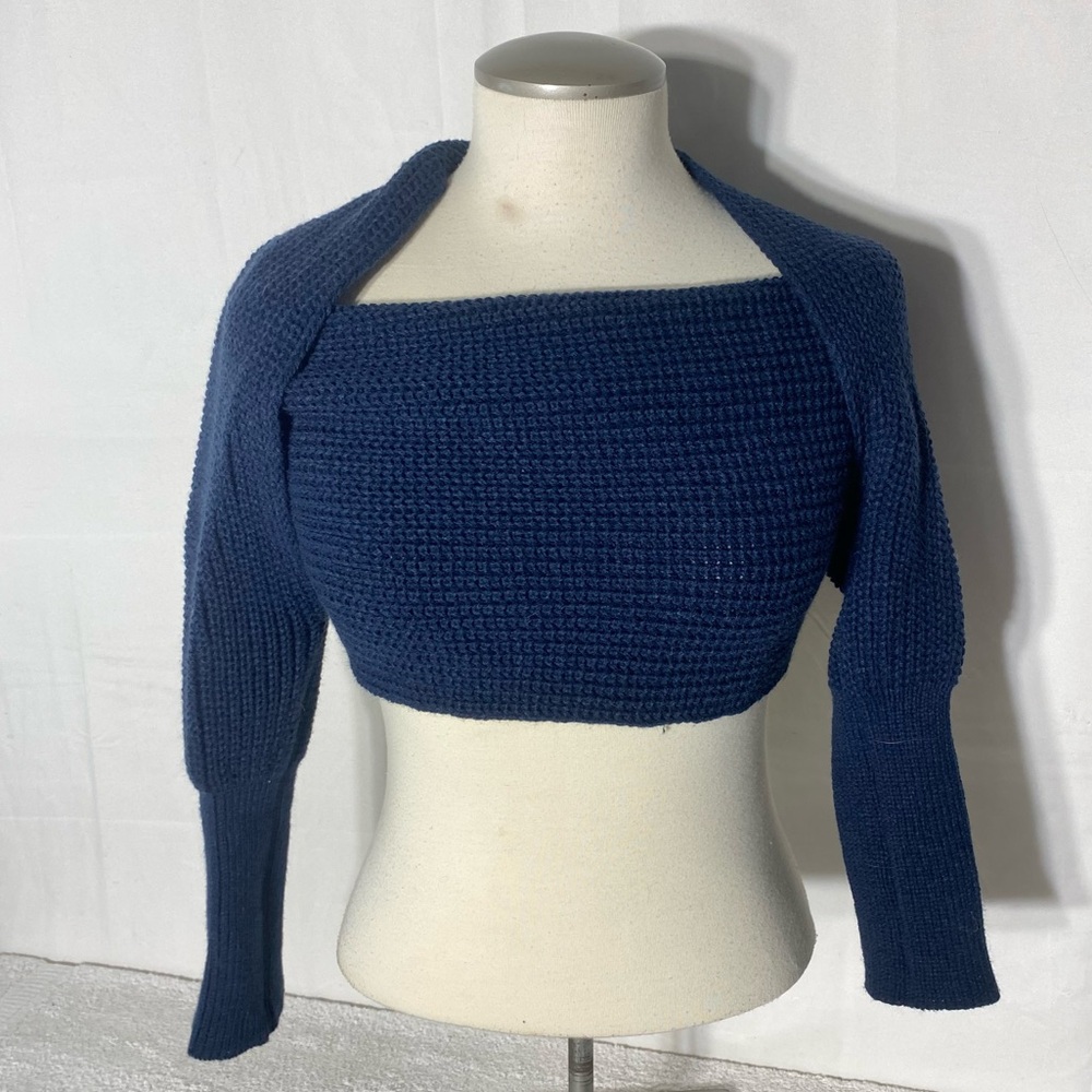 5/$25 Navy Blue Knit Convertible Scarf Sweater